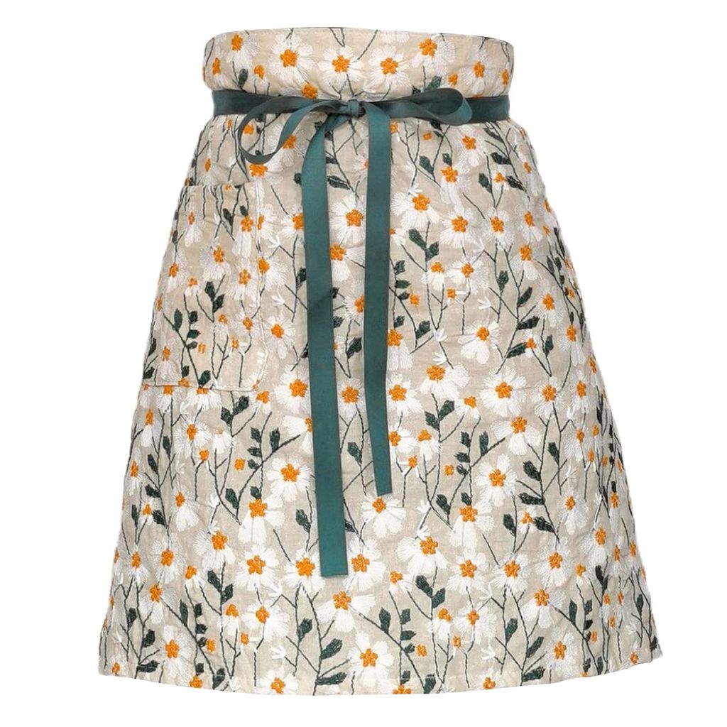 1 Set Kochschürze mit Schnürung, Stickerei-Design, halbe Taille, Lätzchen, Dienstmädchen-Kostüm, Küche, Arbeitskleidung, für den täglichen ...