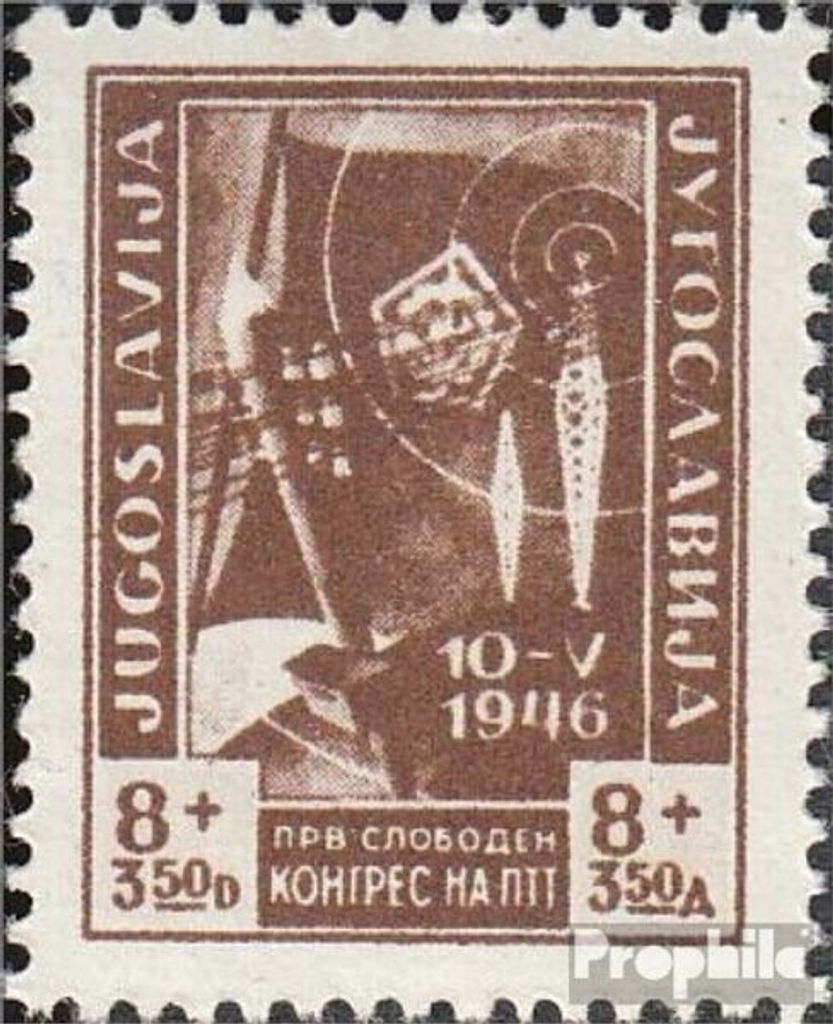 Briefmarken Jugoslawien 1946 Mi 500 postfrisch Postkongress in Belgrad