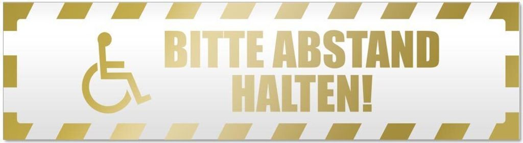 Bitte Abstand halten! Motiv 1 gestreift Magnetschild Schild magnetisch - 30cm Gold - Magnetfolie für Auto PKW Kfz