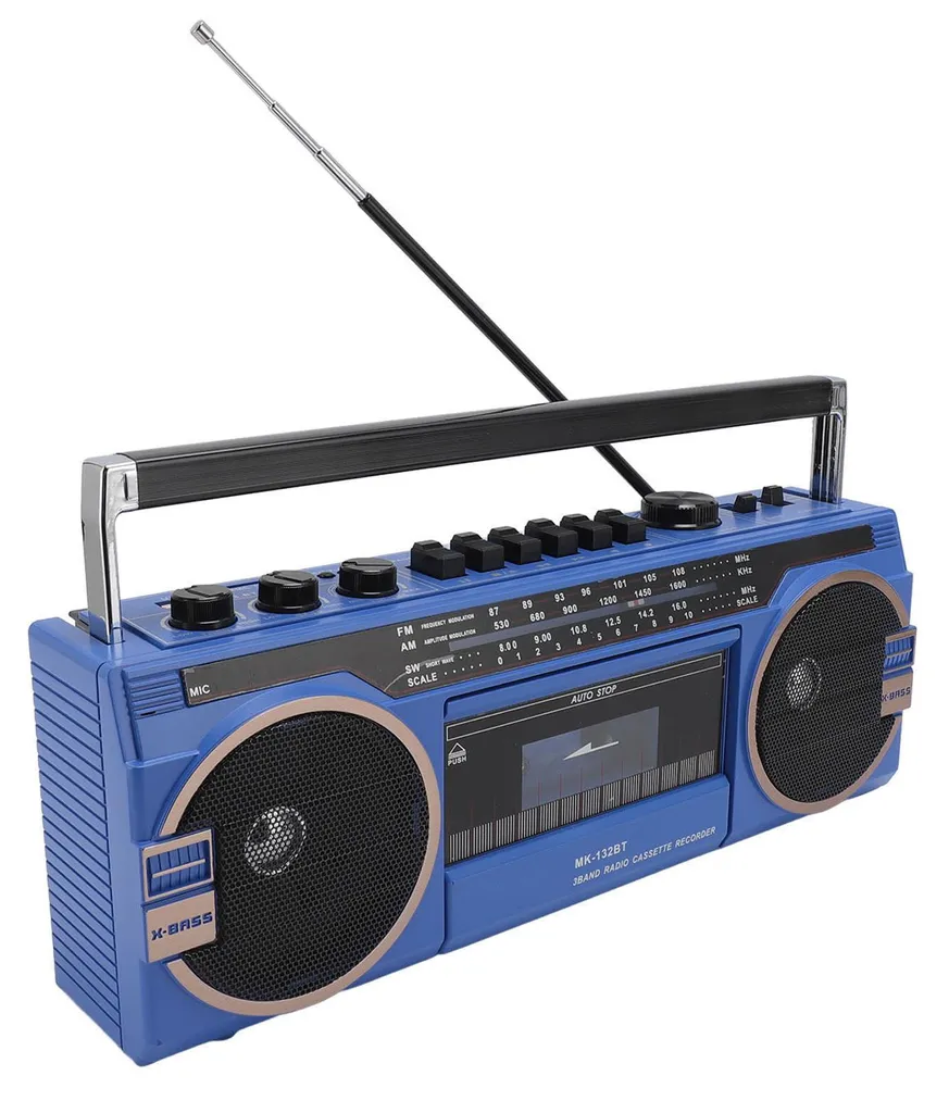 Lecteur cassette Bluetooth Vintage AM FM SW avec port USB et Prise UE