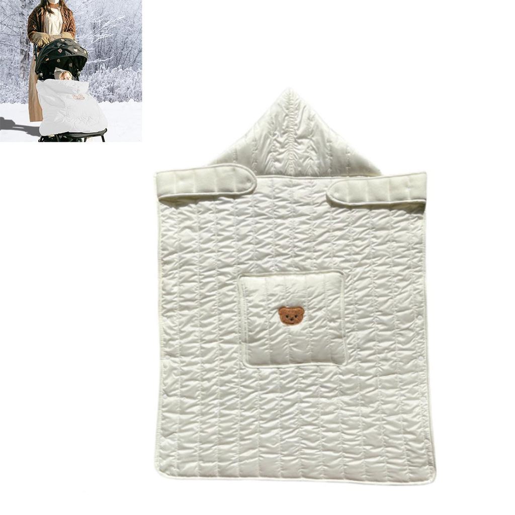 Babydecke, Poncho Känguru-Kapuzenpullover für Mama und Baby, geeignet für alle Jahreszeiten - Weiß