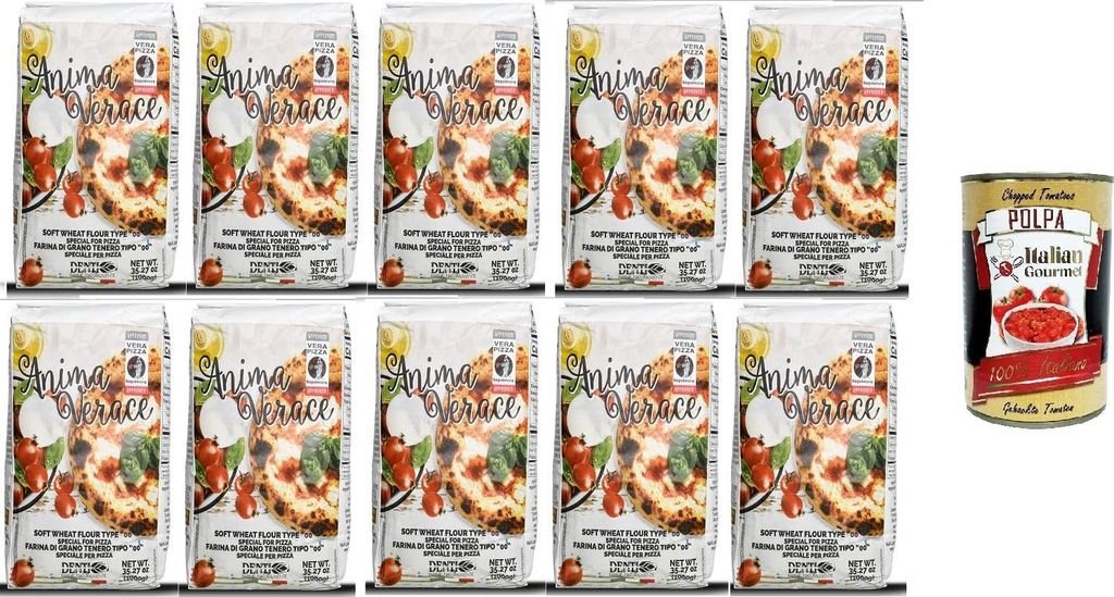 10x Molino Denti Spezialmehl für Pizza „Anima Verace“ 1 kg + Italian Gourmet polpa 400g