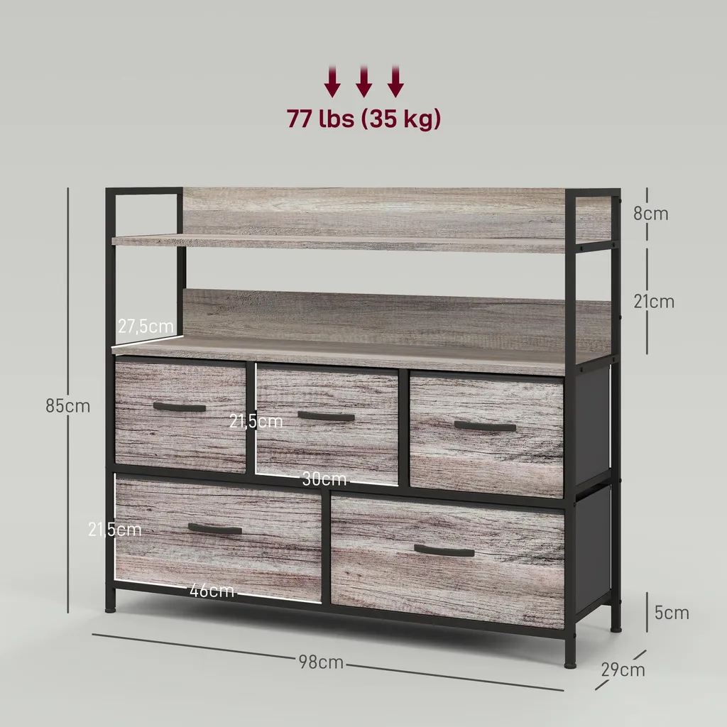 Meuble d'entrée style industriel commode 5 tiroirs pour optimiser l'espace - 5