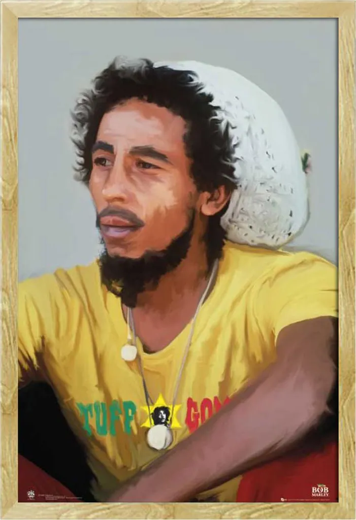 Poster Bob Marley avec Cadre Shinsuke Maxi MDF Hêtre et Vitre Acrylique