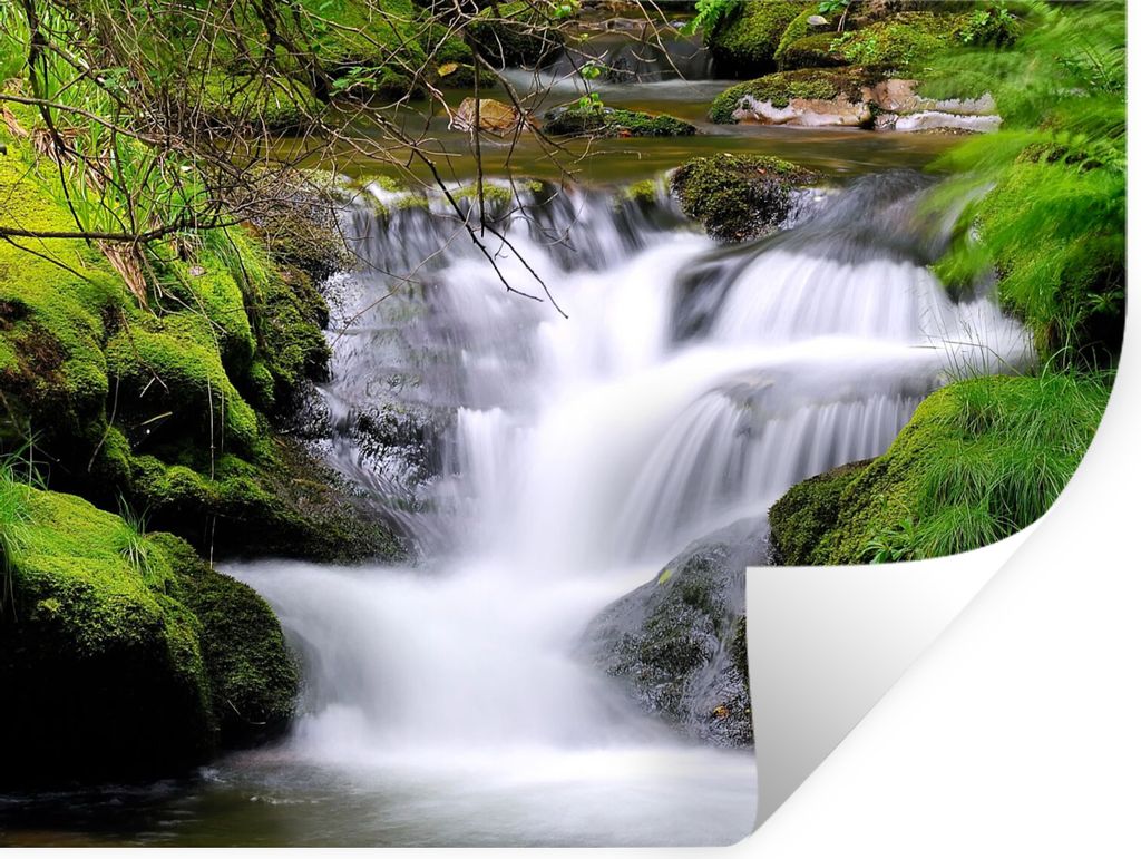 MuchoWow Wandtattoo Wandsticker Wandaufkleber Wasser - Natur - Wasserfall 80x60 cm Selbstklebend und Repositionierbar - Faltenfrei