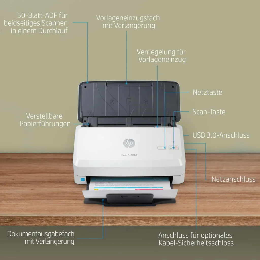 Scanner de documents HP ScanJet Pro 2000 s2 à défilement automatique - 19