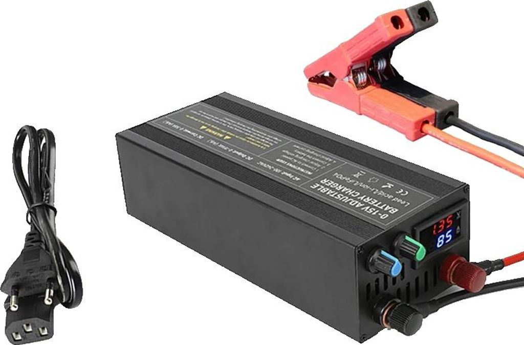 Lithium-Batterieladegerät, 12V, einstellbarer Strom, 100A mit Clip Einzel, EU-Stecker