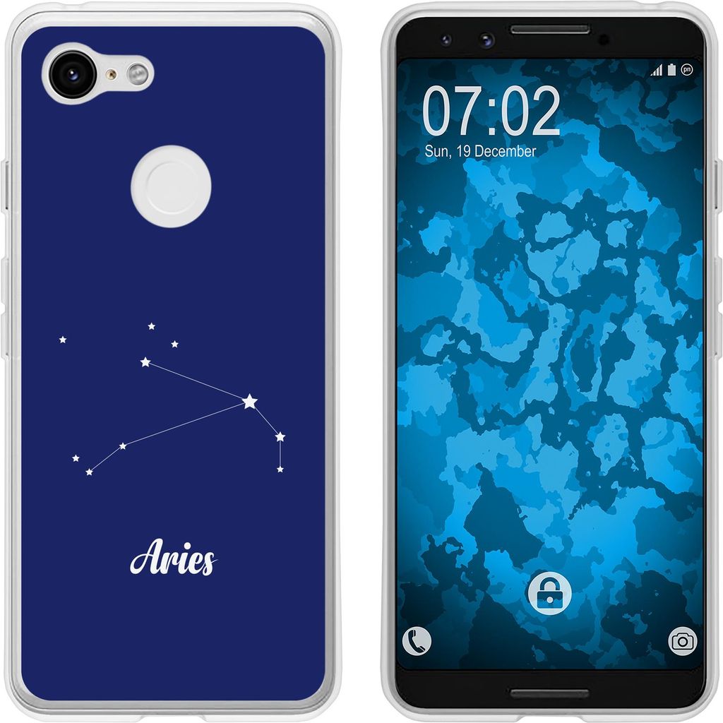 PhoneNatic Case kompatibel mit Google Pixel 3 Silikon-Hülle SternzeichenAries M11
