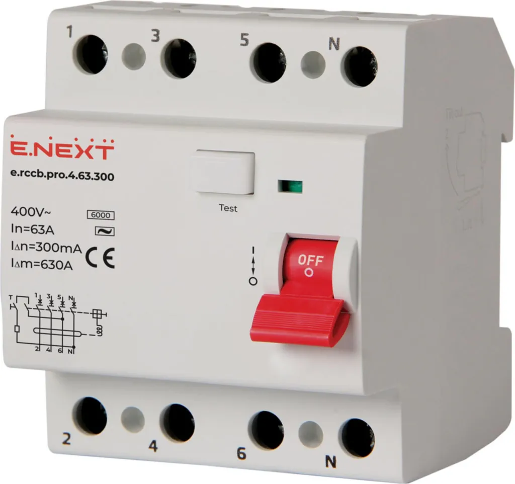 Interrupteur Différentiel E.next P003029 Pro 4P 63A 300mA Type AC 6kA