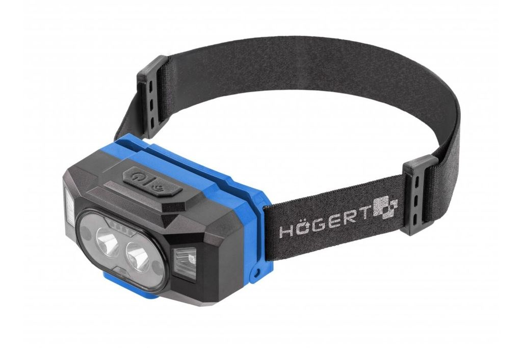 Högert Technik - LED Stirnlampe USB aufladbar, Kopflampe mit Powerbank, 6 Modi, Bewegungssensor, IPX4, 1200 mAh Li-Ion,