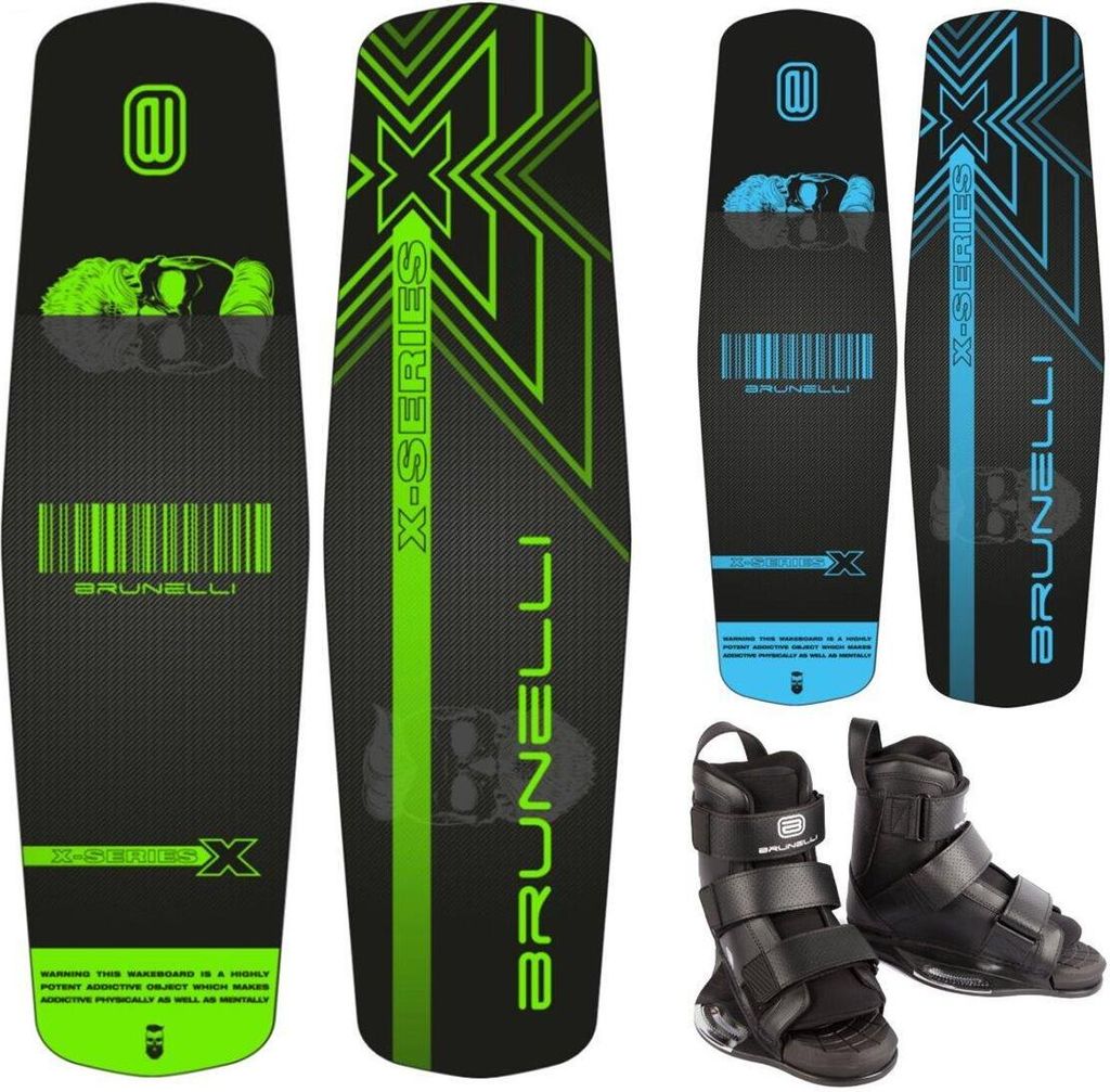 BRUNELLI Wood Flex Pro Cable Park SET Wakeboard Wakeboardbindung Grind-Base - Groesse: GREEN-141cm-L-XL