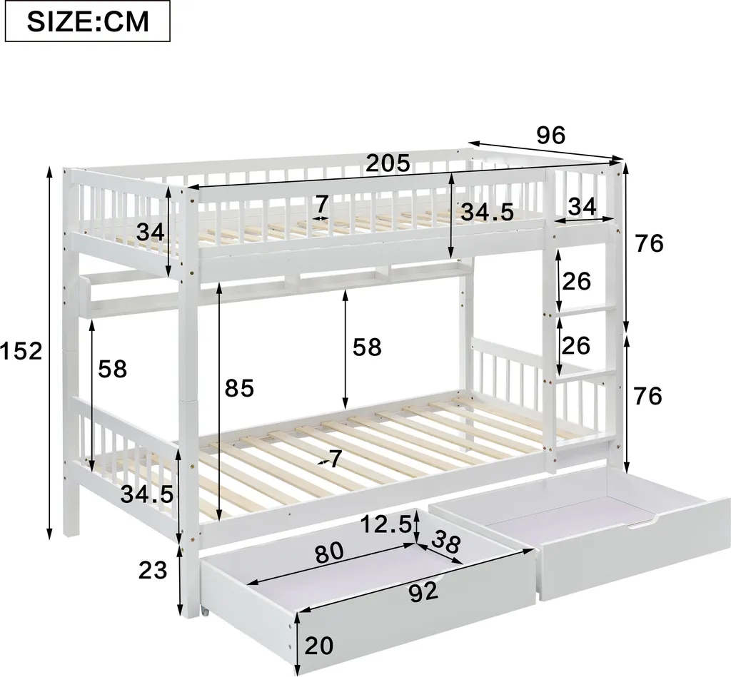 Lit superposé 90x200 pour ranger et dormir : solution complète avec tiroirs