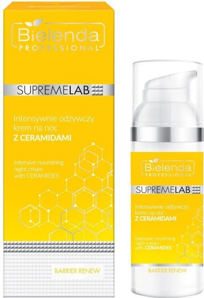 A product shot of a skincare cream box and bottle against a white background.