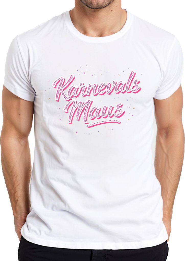 Karnevals Maus Karneval Fasching Konfetti Rosa Niedlich Kostüm Herren T-Shirt, Weiß, L
