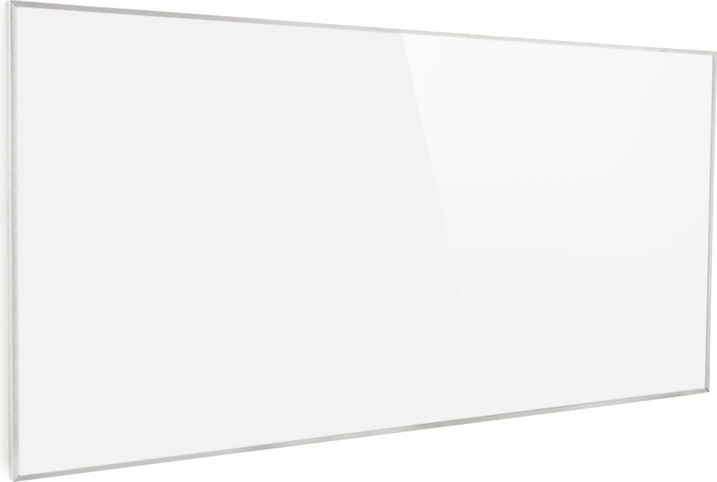 A white infrared heater mounted on a wall.