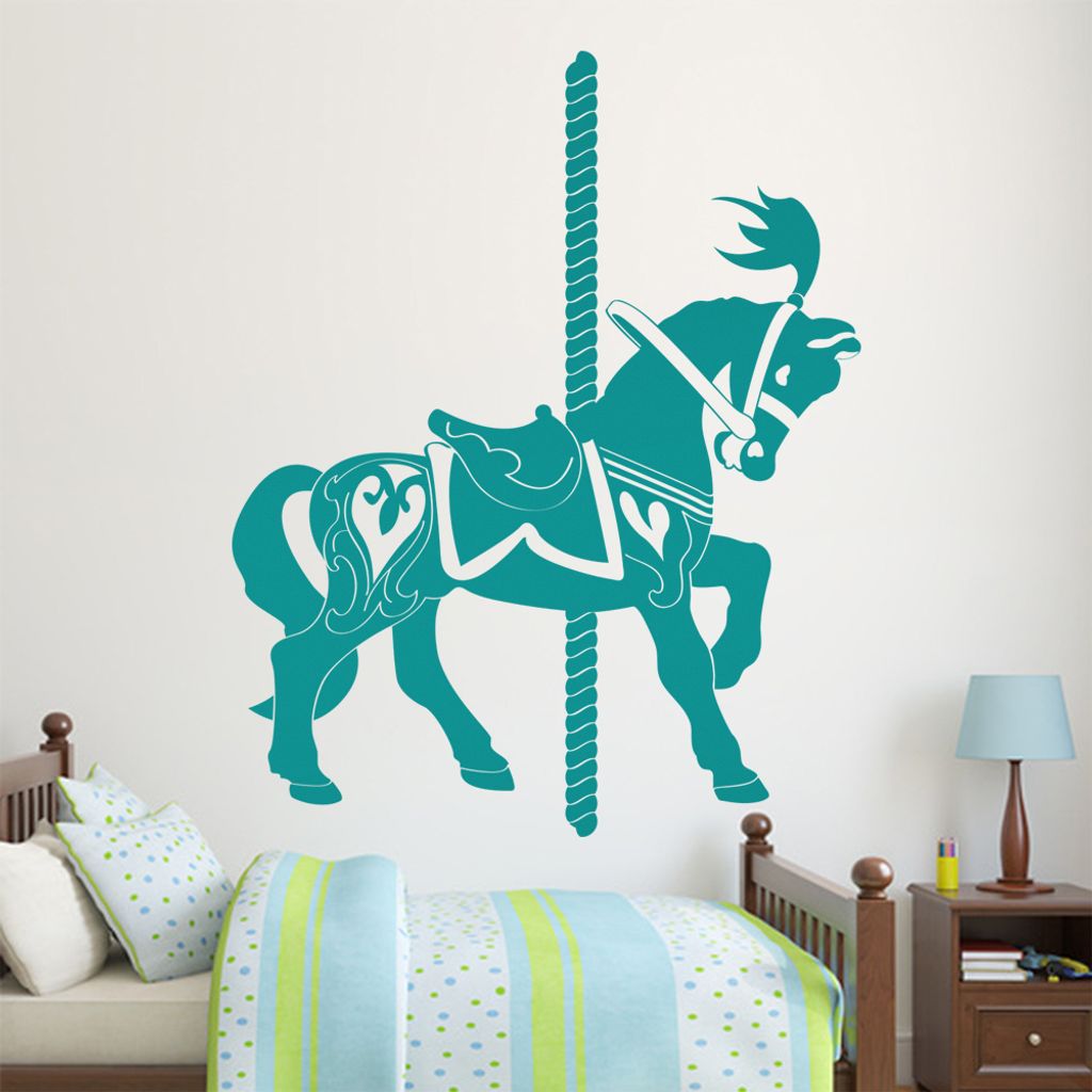 KIWISTAR Karussellpferd Wandtattoo in 6 Größen - Wandaufkleber Wall Sticker - Dekoration, Küche, Wohnzimmer, Schlafzimmer, Badezimmer