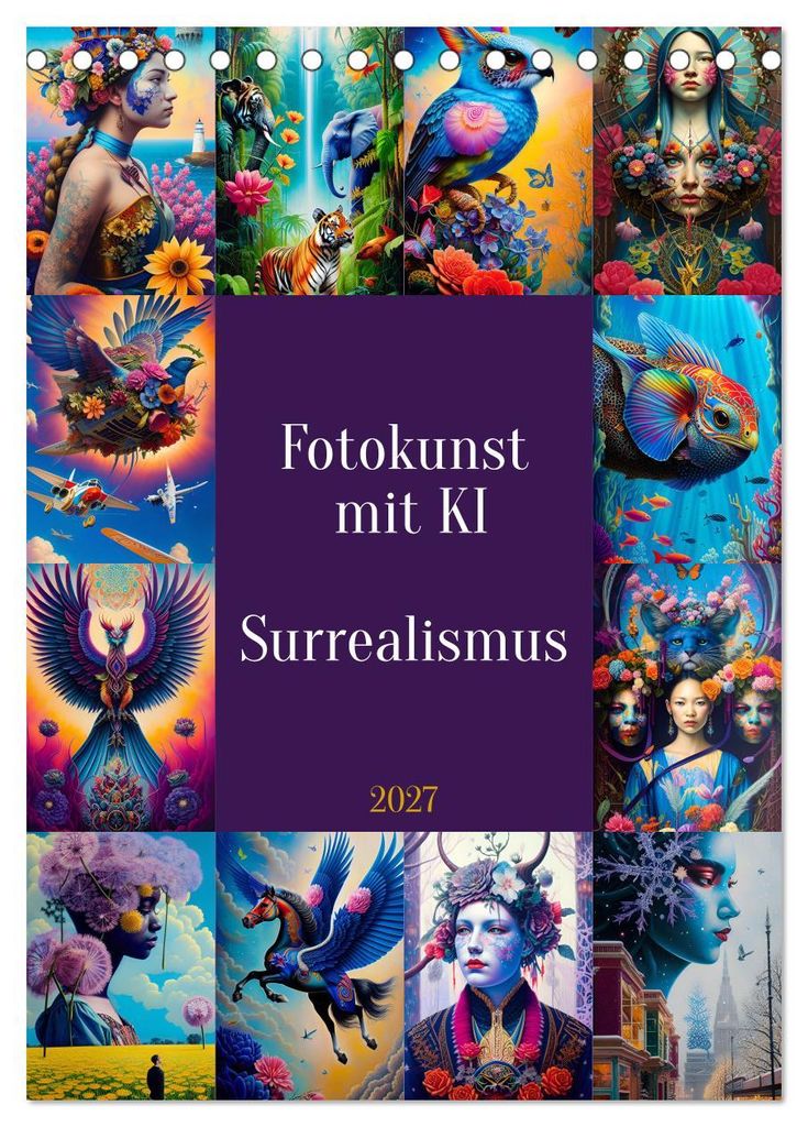 Fotokunst mit KI - Surrealismus (Tischkalender 2027 DIN A5 hoch), CALVENDO Monatskalender