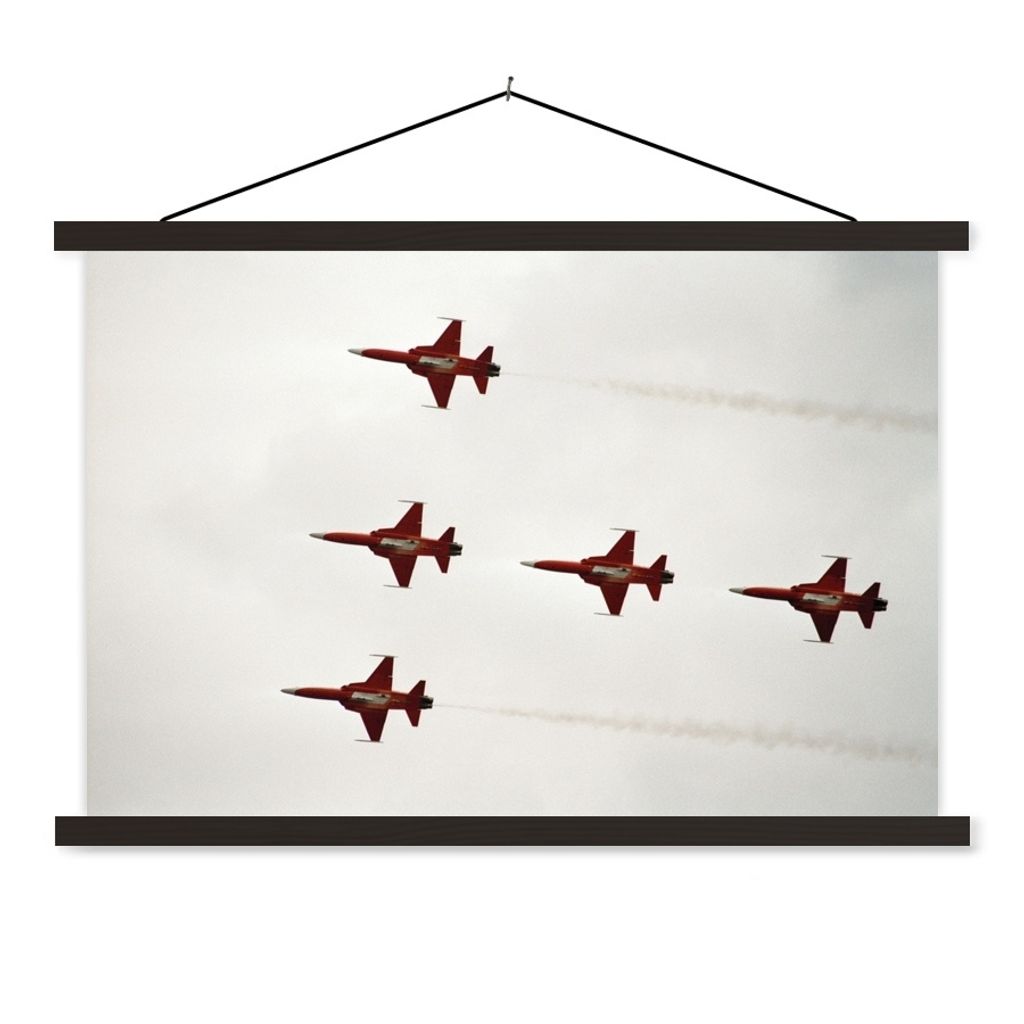 MuchoWow Textilposter Fünf Düsenjäger im Flug 150x100 cm mit schwarzem Rahmen - Schlafzimmer