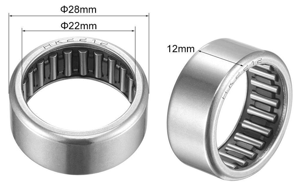5Stk. HK2212 Nadellager 22mm Bohrung 28mm OD 12mm Breite Chromstahl offenes Ende