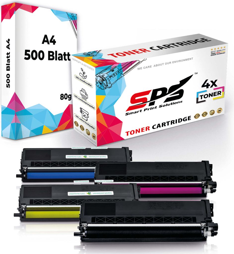 4x Toner TN-423BK TN-423C TN-423Y TN-423M kompatibel für Brother MFC-L8900CDW + DIN A4 Druckerpapier 500 Blatt