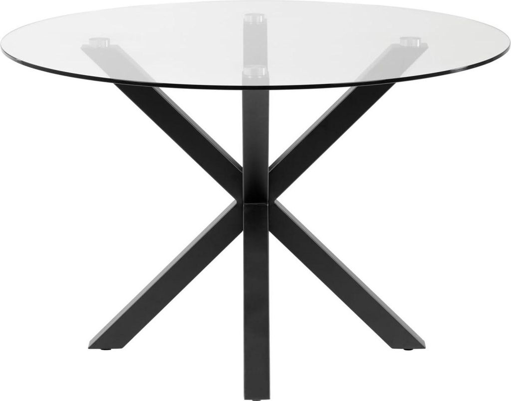 Glastisch Full Argo rund mit schwarzen Stahlbeinen Ø 119 cm