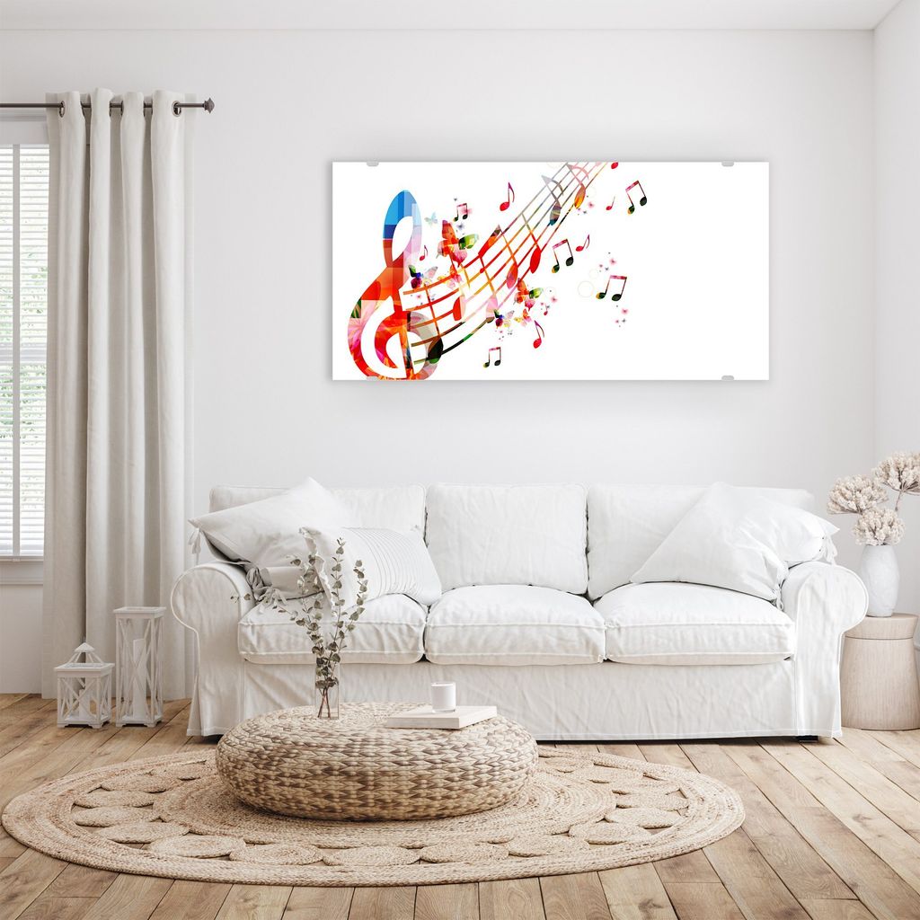 Glasbild Wandbild Musiknoten-Hintergrund 80x40cm in XXL für Wohnzimmer, Schlafzimmer, Badezimmer, Flur