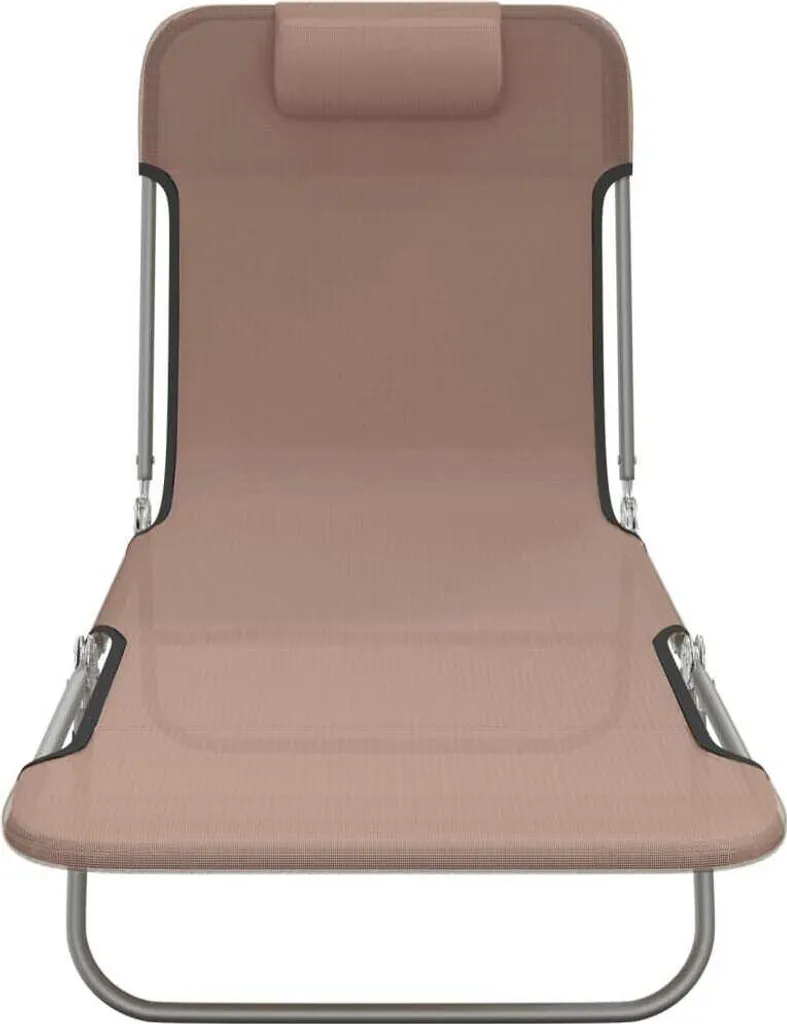 Bain de soleil pliable en Textilène marron avec structure Acier - Lot de 2 - 4