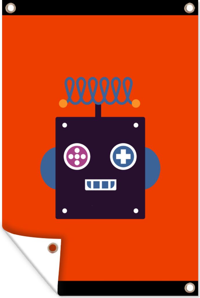 MuchoWow 60x80 cm Outdoor-Poster Gartendeko Sichtschutz Garten Poster für den Garten Roboter - Rot - Gesicht - Formen - Jungen - Kinder