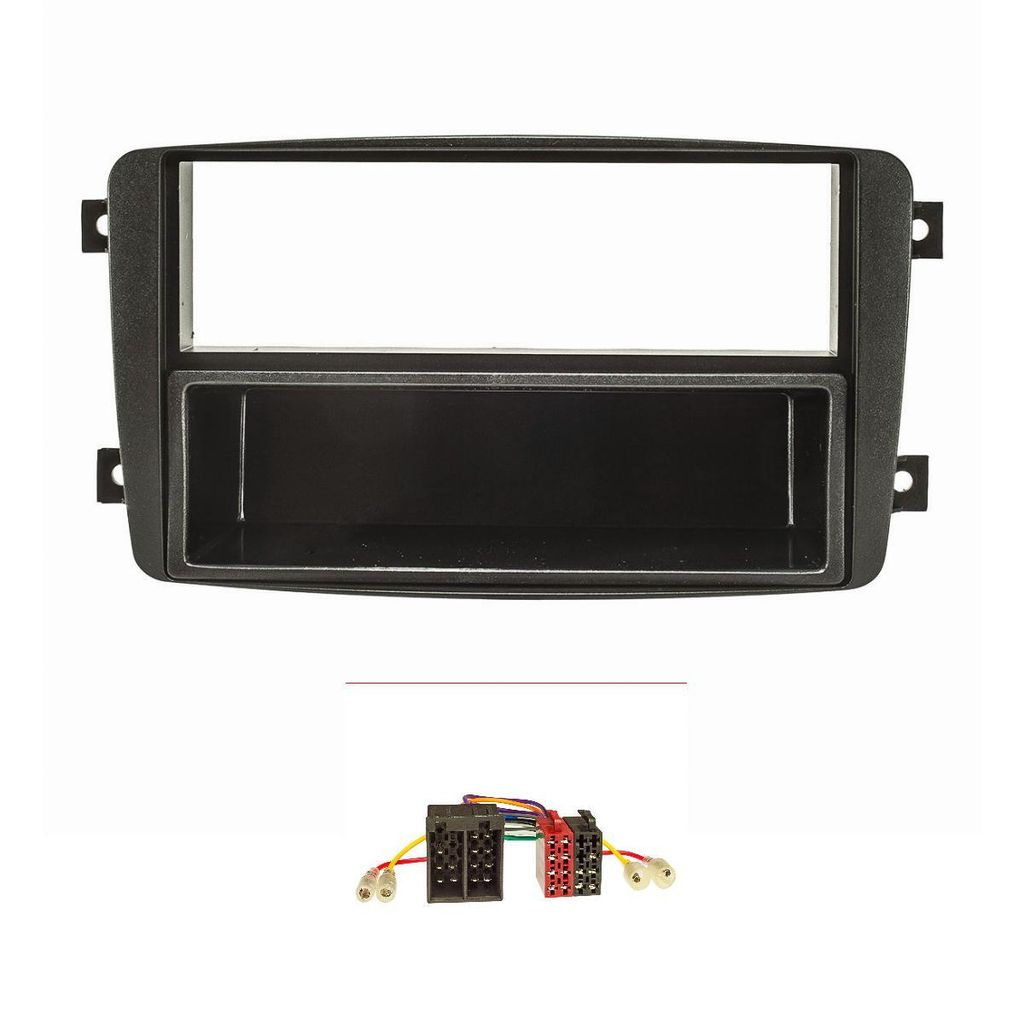Radioblende Set kompatibel mit Mercedes C-Klasse W203 S203 CL203 CLK C209 A209 Viano Vito schwarz mit Radiioadapter ISO