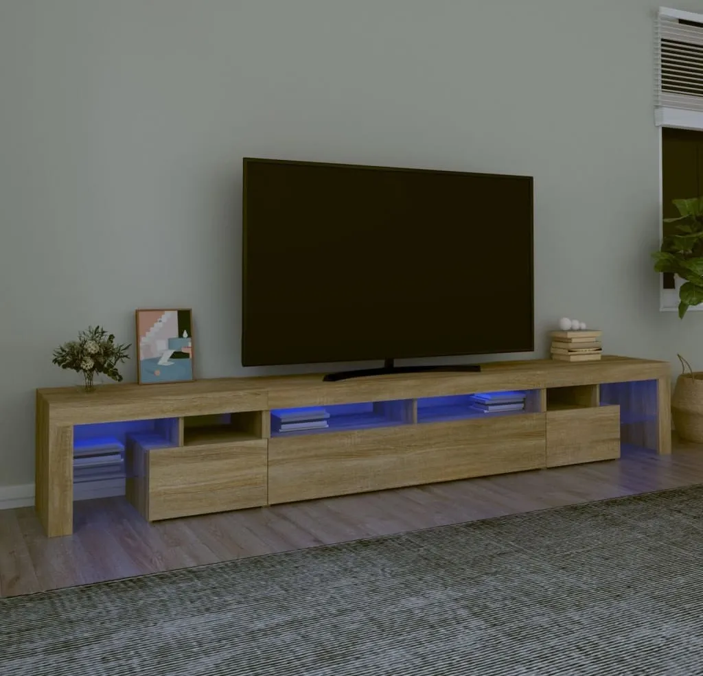 Grand Meuble TV pour Home Cinéma LED Chêne Sonoma 260 cm CHY9132284