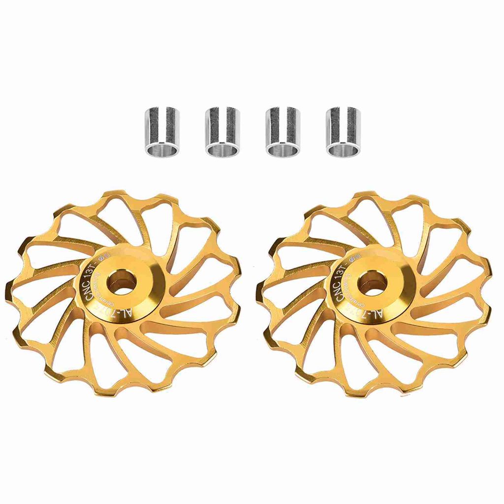 1 Paar Meijun Keramiklager Heckscheibe Jockey Wheel Bike Guide Roller (13t, golden)