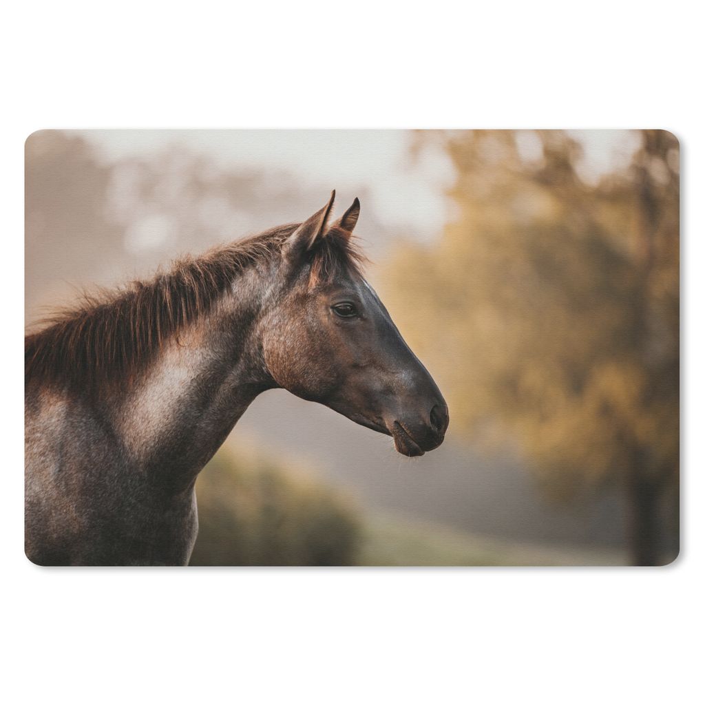 MuchoWow Schreibtischunterlage Pferd - Wald - Porträt 60x40 cm - XXL Mauspad - Großes Mauspad