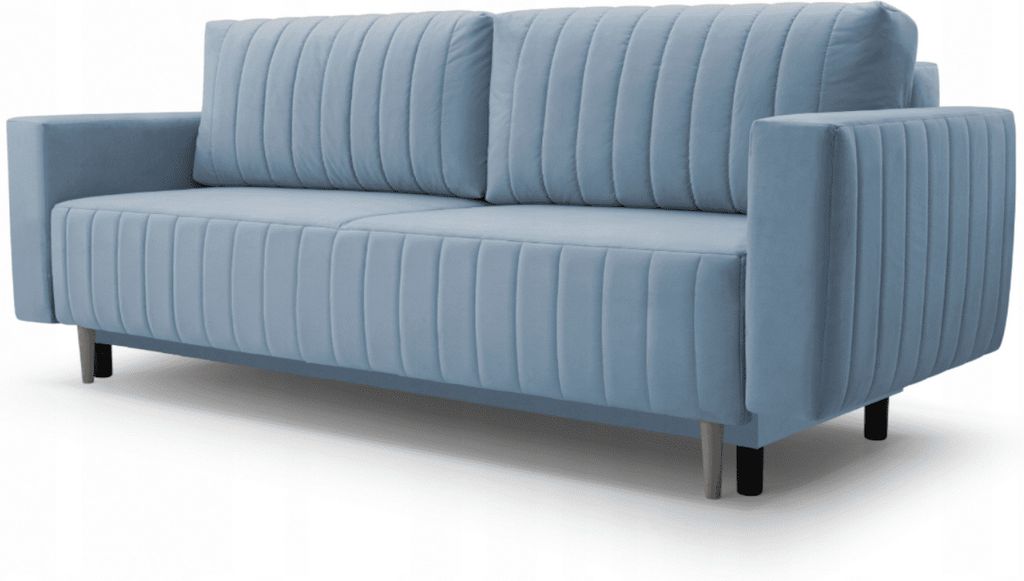 Elegantes Sofa mit Schlaffunktion, Modernes Sofa, Modernes Interieur, Wohnzimmer, Schlafzimmer, Zimmer, Sofa - RIVEN (BLAU - TRINITY 22)