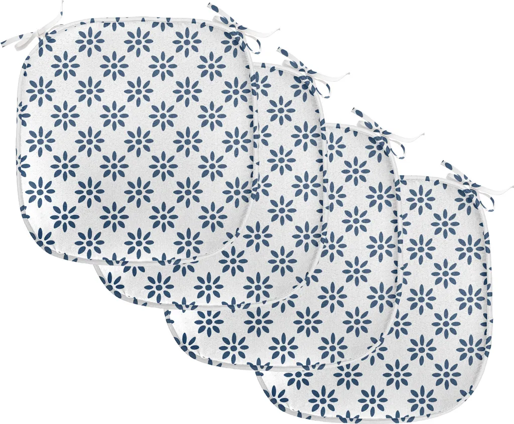Cuscini Sedie Cucina 40x40 ABAKUHAUS Petali di Fiori Blu Indigo Bianco