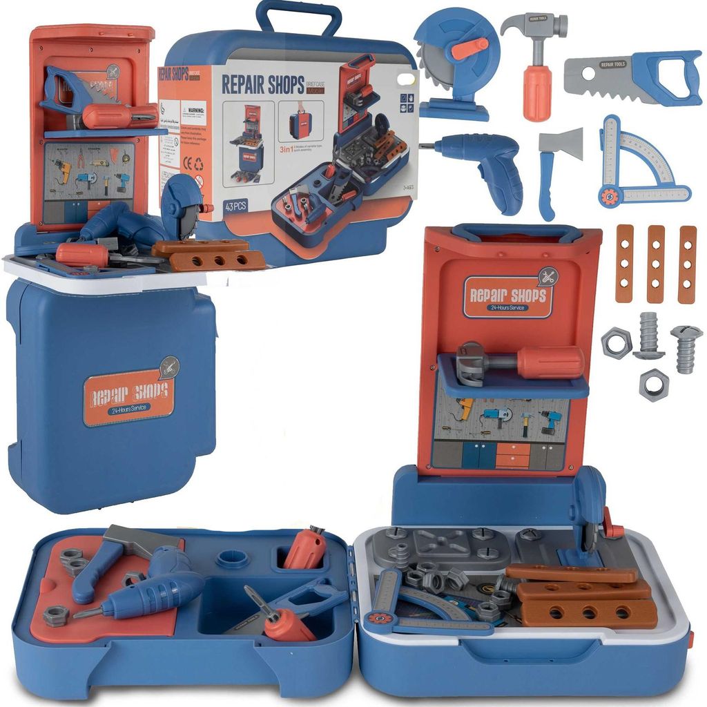 Werkzeugkoffer-Set für Kinder – Spielzeug Werkbank mit Werkzeugen