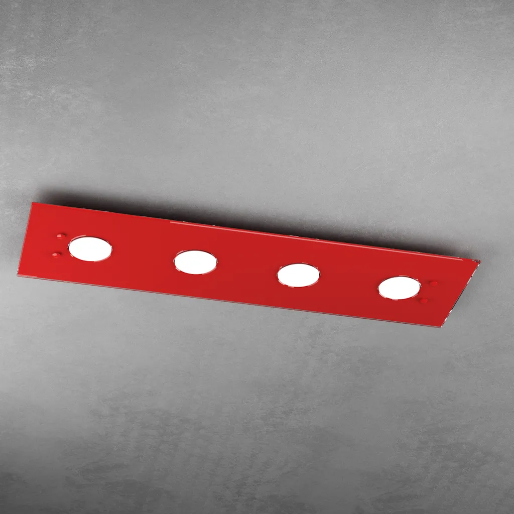 Plafonnier rectangulaire Toplight Path 4 lumières GX53 rouge 80x20x3cm
