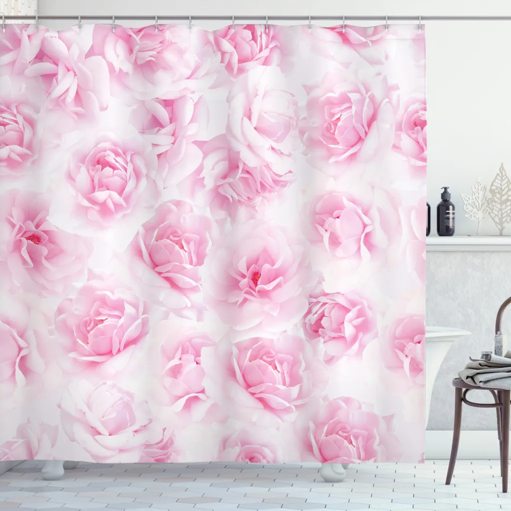 ABAKUHAUS Tenda Doccia Rosa Vittoriana 175x180 - Antimuffa e Impermeabile