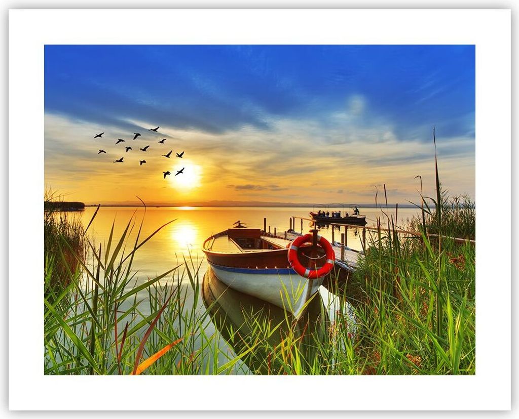 Poster - Poster ohne Rahmen - Boot See Sonnenuntergang Produktbild 
