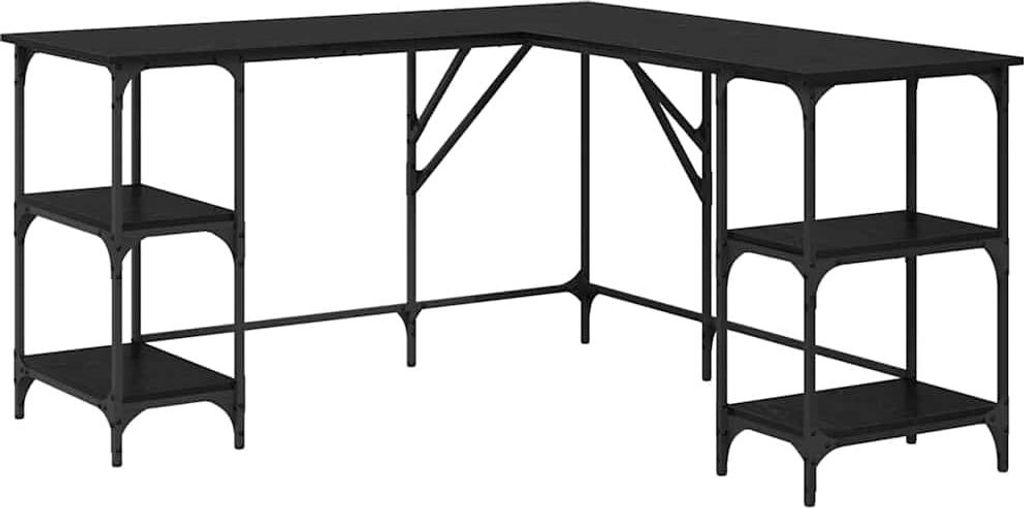 Schreibtisch Schwarz Eichen-Optik 139 x 139 x 75 cm