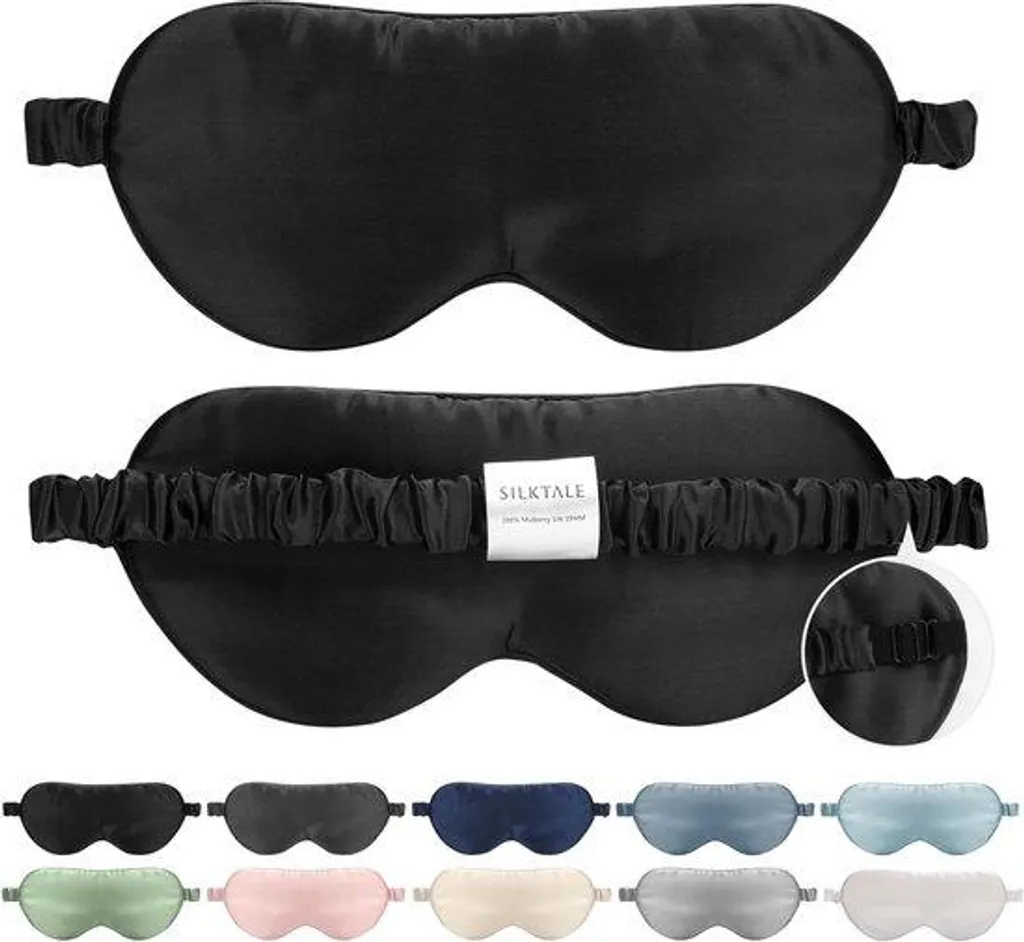 Masque facial occultant en coton et silicone noir - Confort de nuit