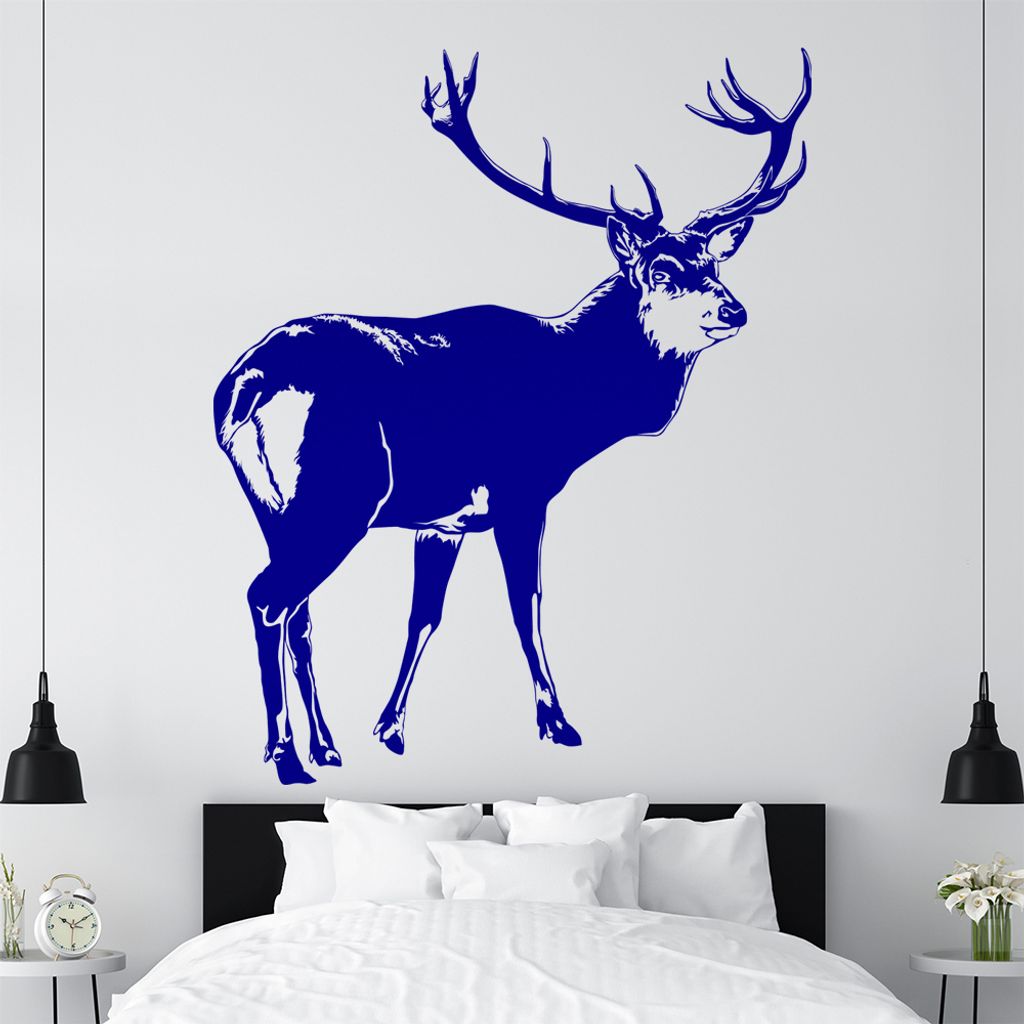 KIWISTAR Hirsch Motiv 2 Geweihträger Wandtattoo in 6 Größen - Wandaufkleber Wall Sticker - Dekoration, Küche, Wohnzimmer, Schlafzimmer, Badezimmer