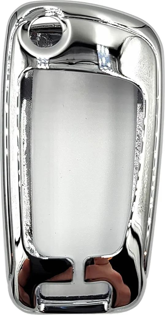 Ontto Custodia Portachiavi In Metallo E Pelle Per Audi - Protezione Antiurto - Compatibile Con A1, A3, A4, A6, Q2, Q3, Q7, R8 (Modelli A Scatto) - Rosso Con Finiture Metalliche - 6