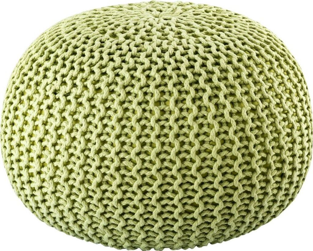Soma Pouf PREMIUM ø45cm Sitzhocker Strickpouf Innen Terrasse Pool Garten nachhaltig apfelgrün - lettuce green