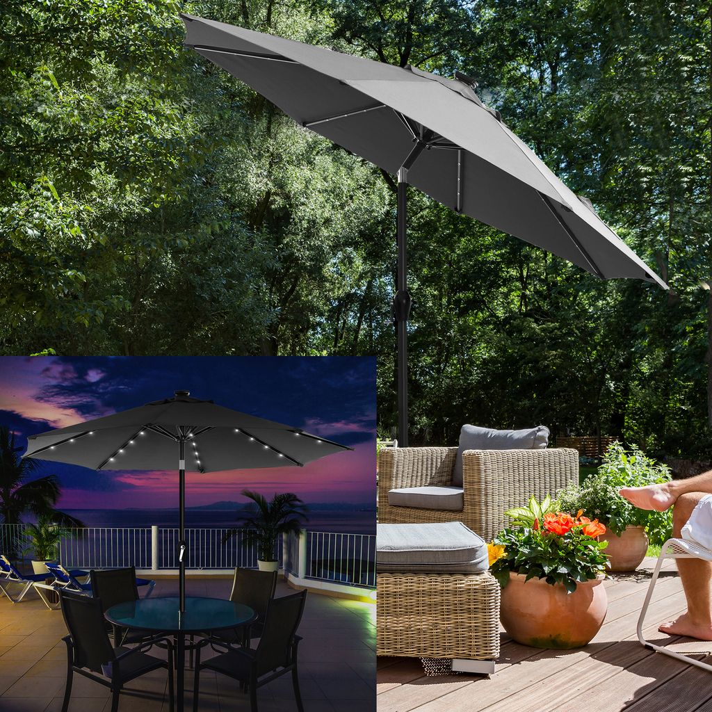 Sonnenschirm Luxus Ampelschirm Gartenschirm LED Beleuchtung Ø3m Wasserabweisend 
