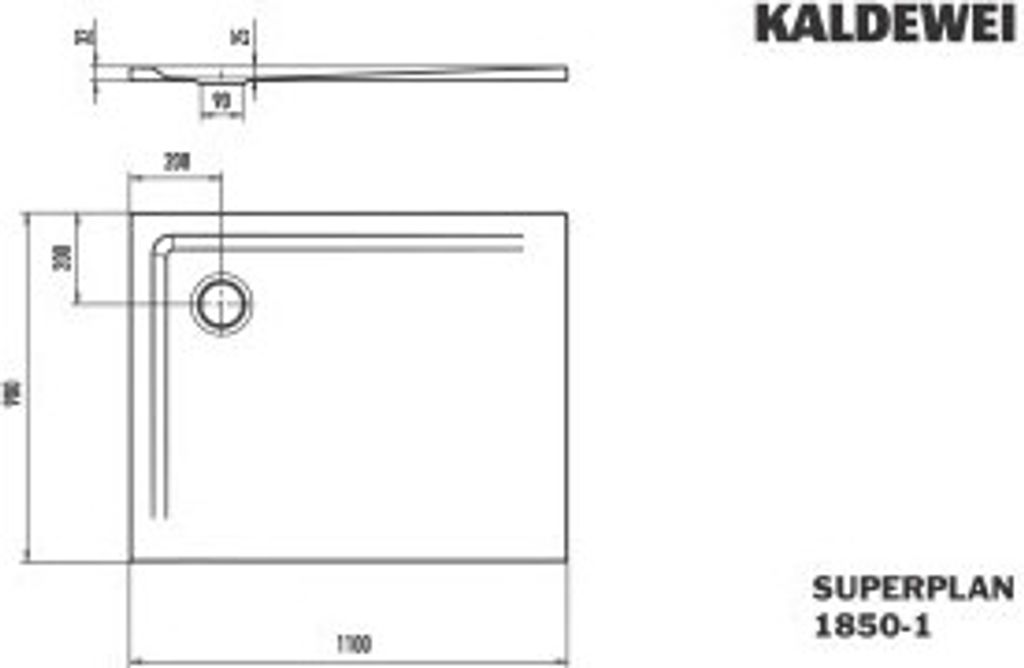 Kaldewei 385000013668 DW SUPERPLAN Mod.1850-1, 900 x 1100,