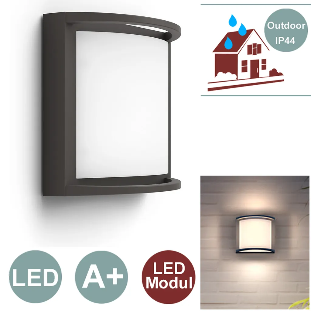 Applique LED Philips Samondra anthracite IP44 étanche et ultra durable