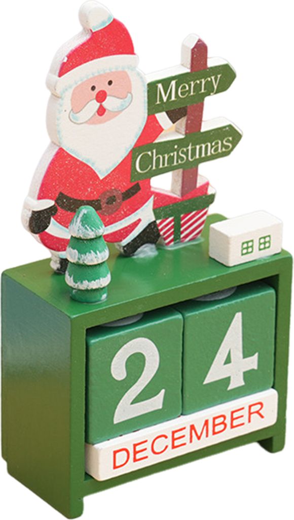 Weihnachtskalender aus Holz für den Schreibtisch, Weihnachtsmann, Schneemann, Rentier, Baum, ewiger Kalender, Holz-Displayblock, Ornament für die...