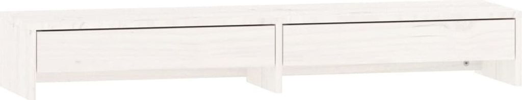 Podstawka Na Monitor, Biała, 100X27X15 Cm, Lite Drewno Zdjęcie produktu 