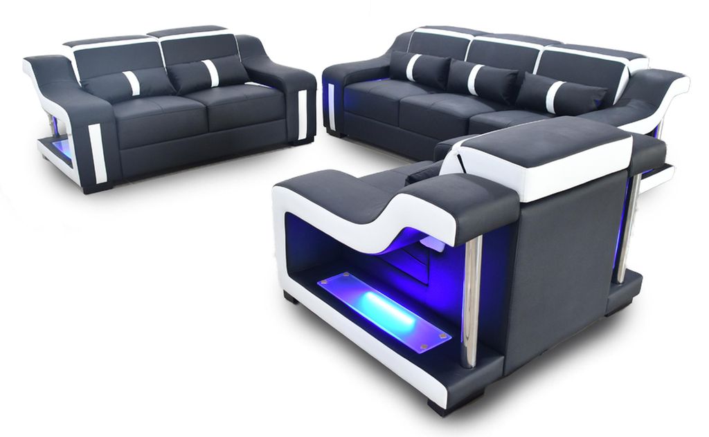 Sofagarnitur 3+2+1 Sitzer Set Design Sofa Polster Couchen Beleuchtet Couch