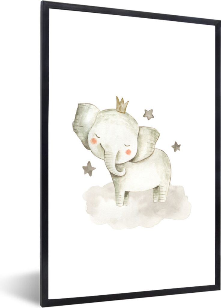 MuchoWow Gerahmtes Poster Tiere - Elefant - Sterne 20x30 cm - Poster mit Schwarzem Bilderrahmen Wandposter Rahmen Foto Bilder - Drucken - Bilder ...